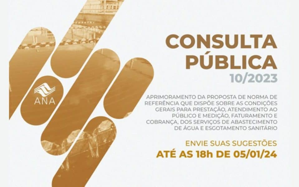 Consulta pública sobre condições gerais para prestação dos serviços de água e esgoto segue até próxima sexta-feira (5)