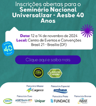 Inscrições abertas para o Seminário Nacional Universalizar – Aesbe 40 Anos